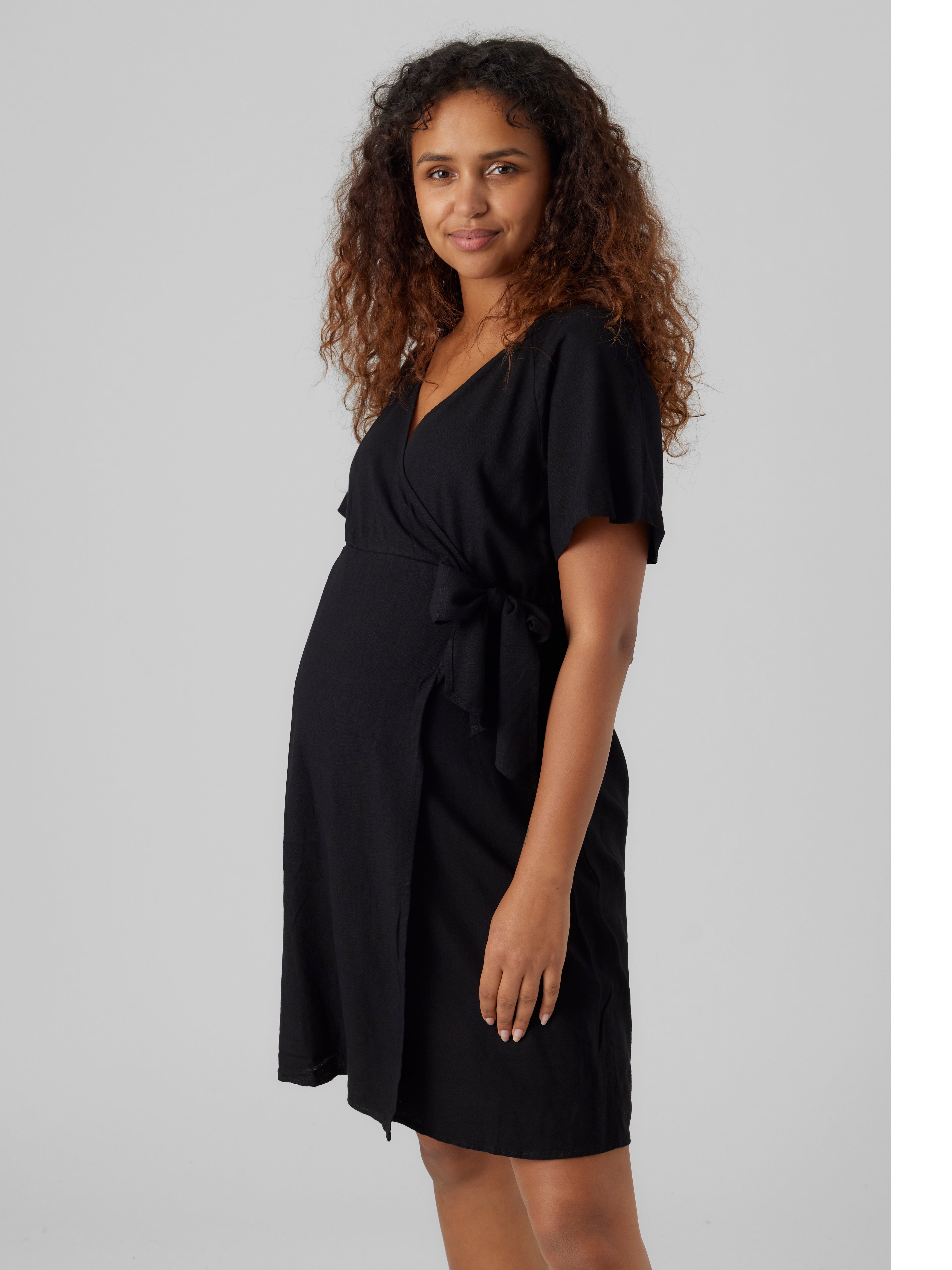 Missufe Damen Bodycon-Kleid Aus Strick – Figurbetont, Mit V-Ausschnitt & Kurzärmeln