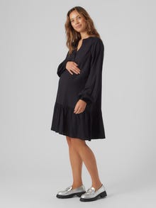 MAMA.LICIOUS Redovno prianjanje O-vrat Zakopčane manžete Kratka haljina -Black - 20019295