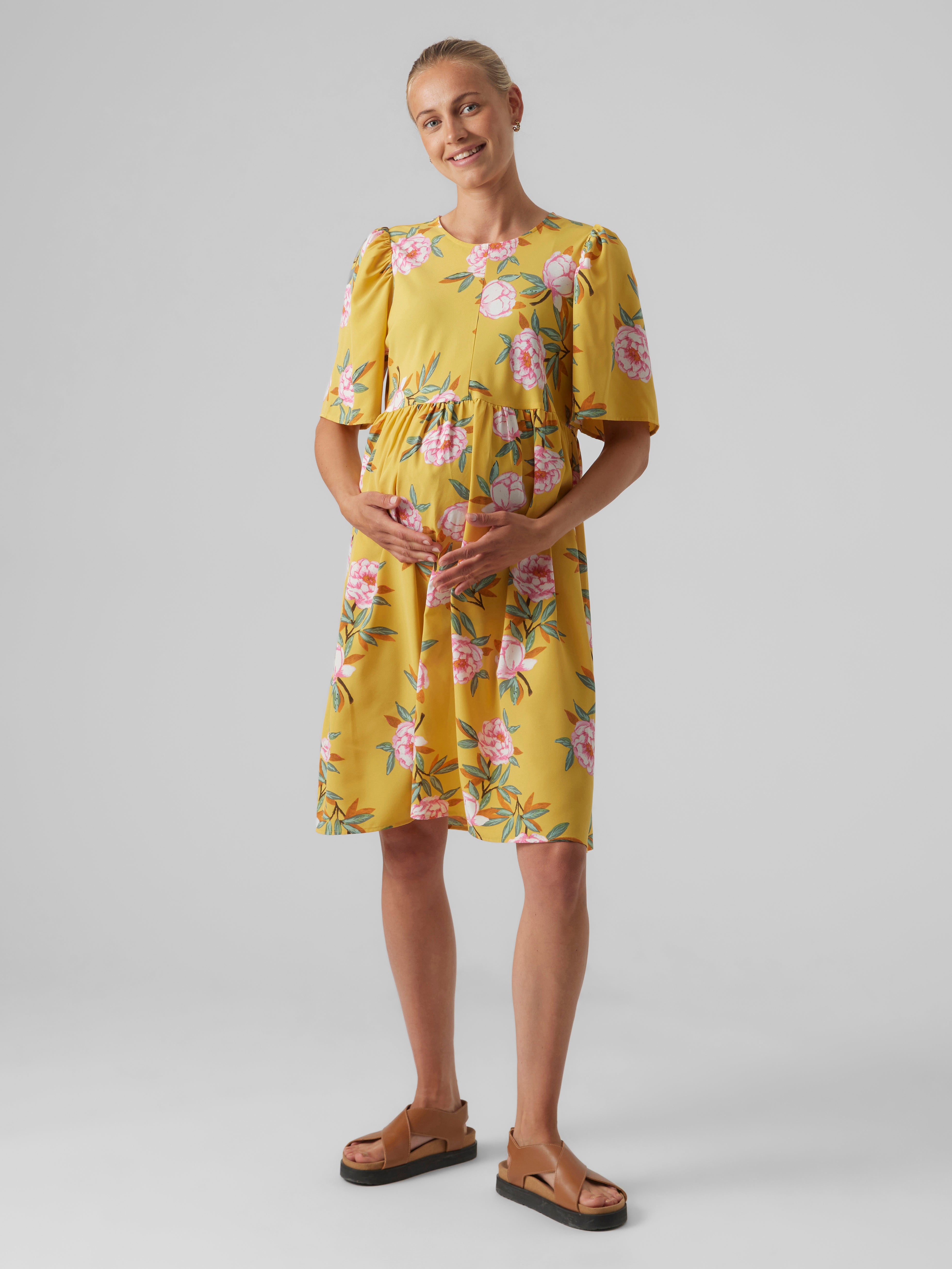 Short yellow outlet maternity dress