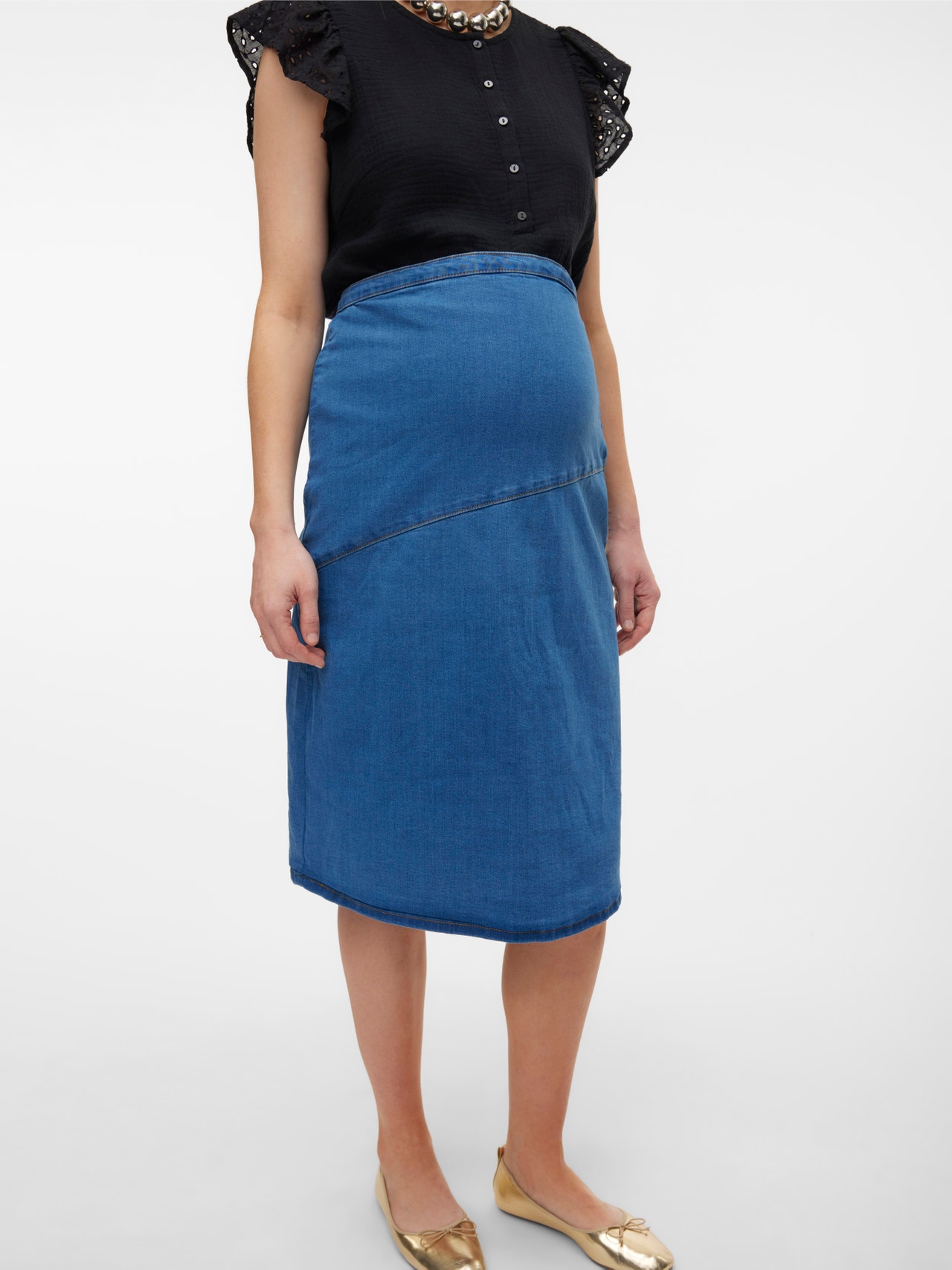 MAMA.LICIOUS Maternity-skirt -Medium Blue Denim - 20020021