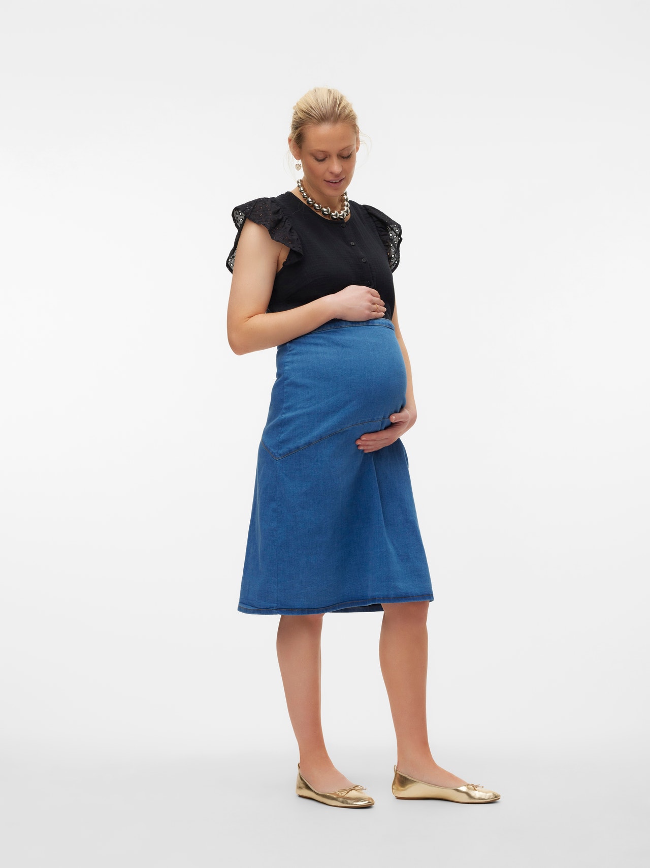 MAMA.LICIOUS Maternity-skirt -Medium Blue Denim - 20020021