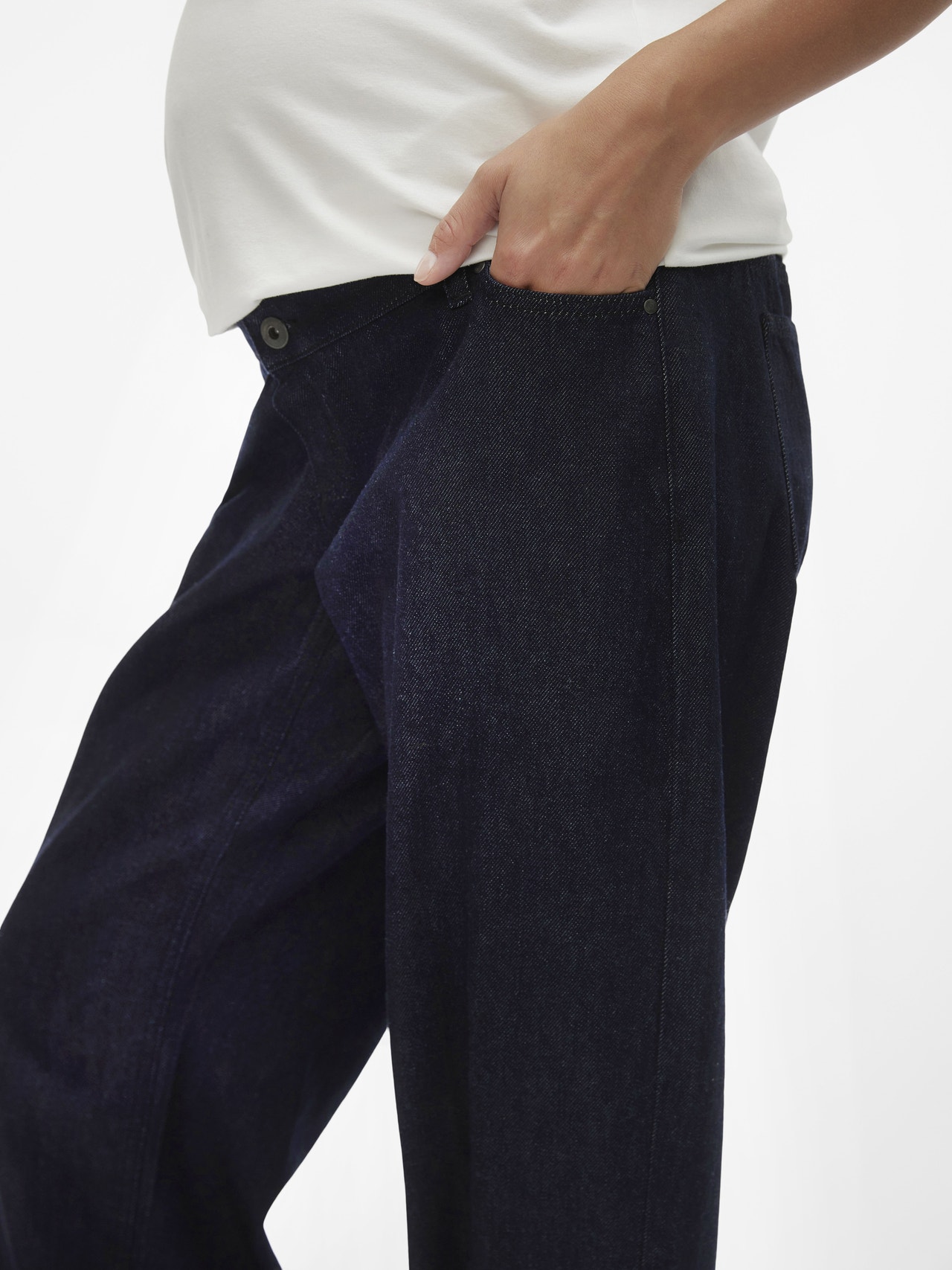 MAMA.LICIOUS Jeans Coupe barrel Taille basse -Dark Blue Denim - 20020036