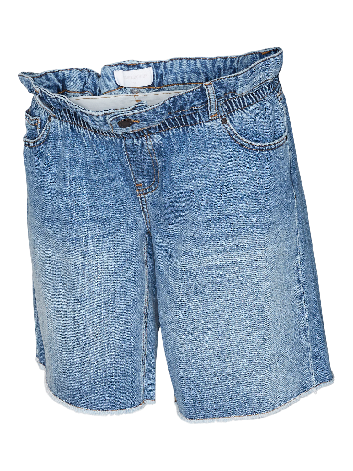 MAMA.LICIOUS Shorts Corte relaxed Tiro bajo Bajos deshilachados -Medium Blue Denim - 20020046