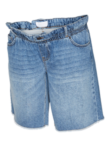 MAMA.LICIOUS Shorts Relaxed Fit Taille basse Ourlé destroy -Medium Blue Denim - 20020046