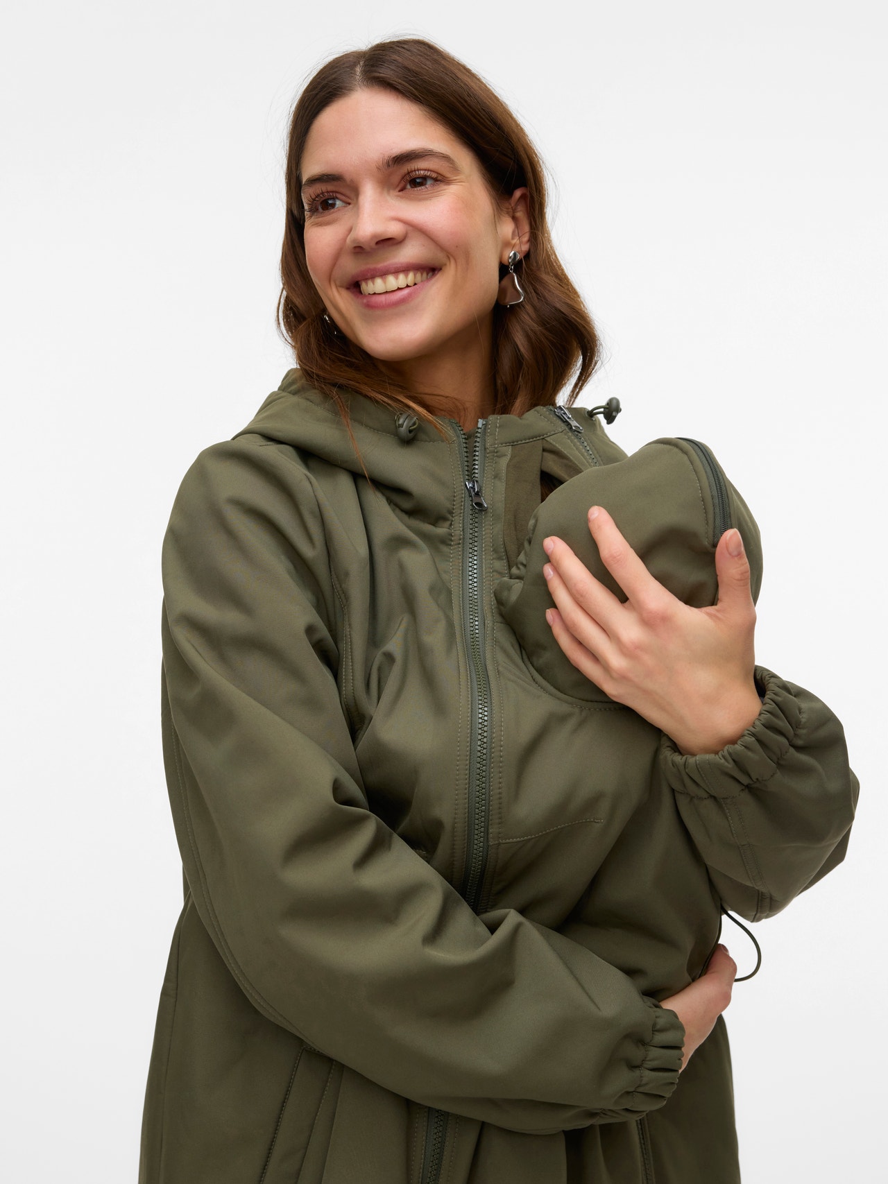 MAMA.LICIOUS Magas nyak Gumis mandzsetta Kabát -Ivy Green - 20020160