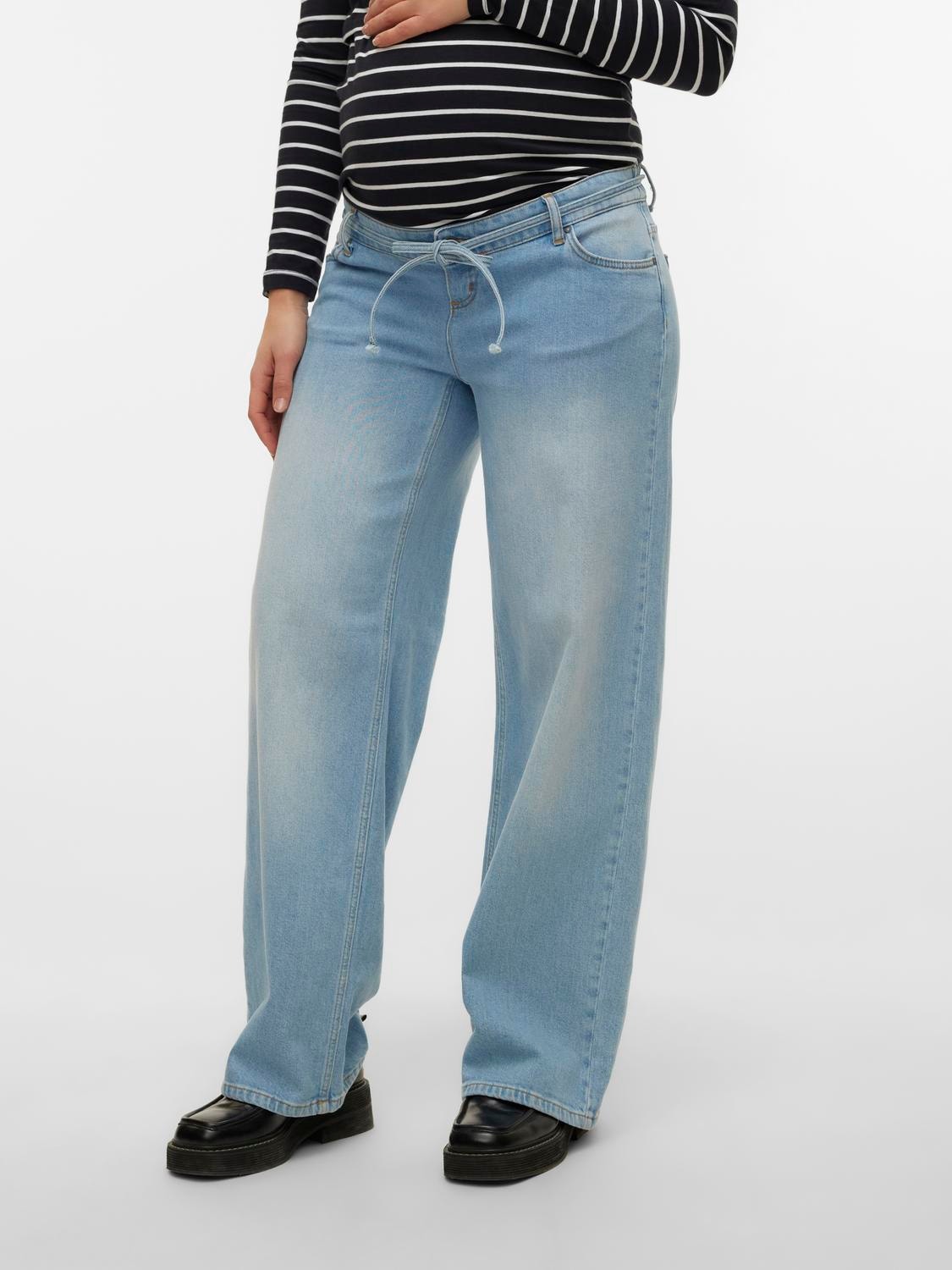 MAMA.LICIOUS Jeans Wide Leg Fit Taille basse -Light Blue Denim - 20020309