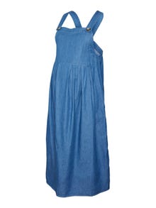 MAMA.LICIOUS Robe midi Regular Fit Col carré Une bandoulière -Medium Blue Denim - 20020339