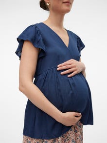MAMA.LICIOUS Top Regular Fit Scollo a V -Medieval Blue - 20020373