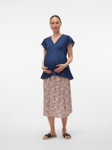 MAMA.LICIOUS Top Regular Fit Scollo a V -Medieval Blue - 20020373