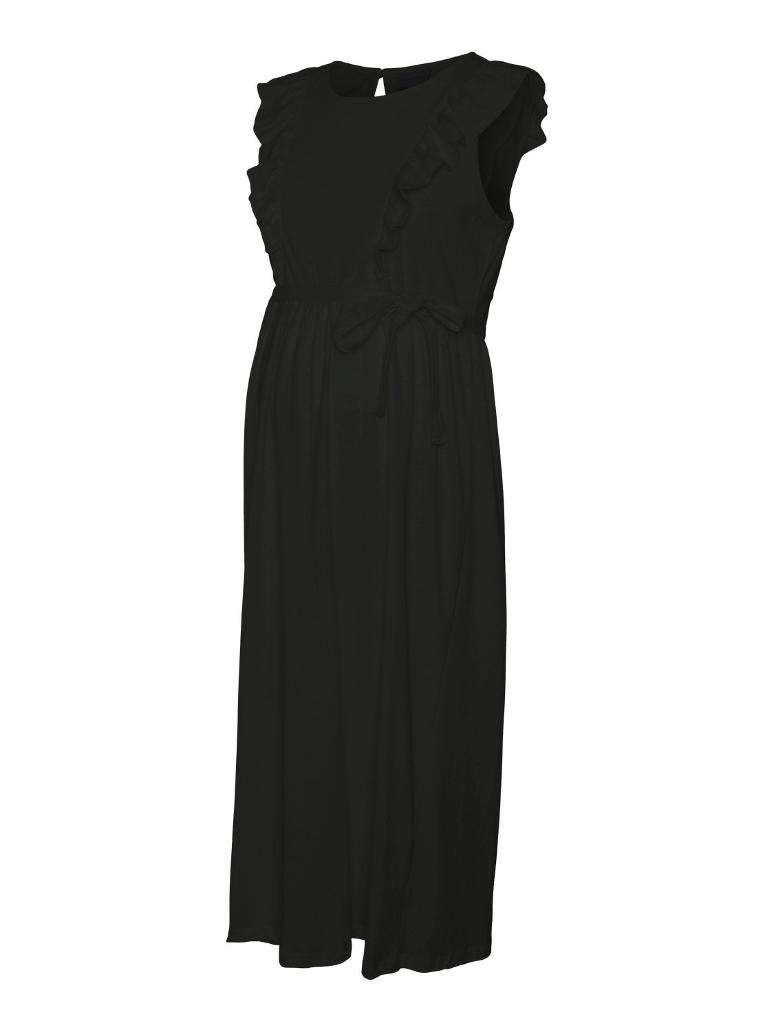 MAMA.LICIOUS Vestido midi Corte regular Cuello en U -Black - 20020491