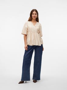 MAMA.LICIOUS Tops Corte regular Cuello en V Mangas anchas -French Oak - 20020506