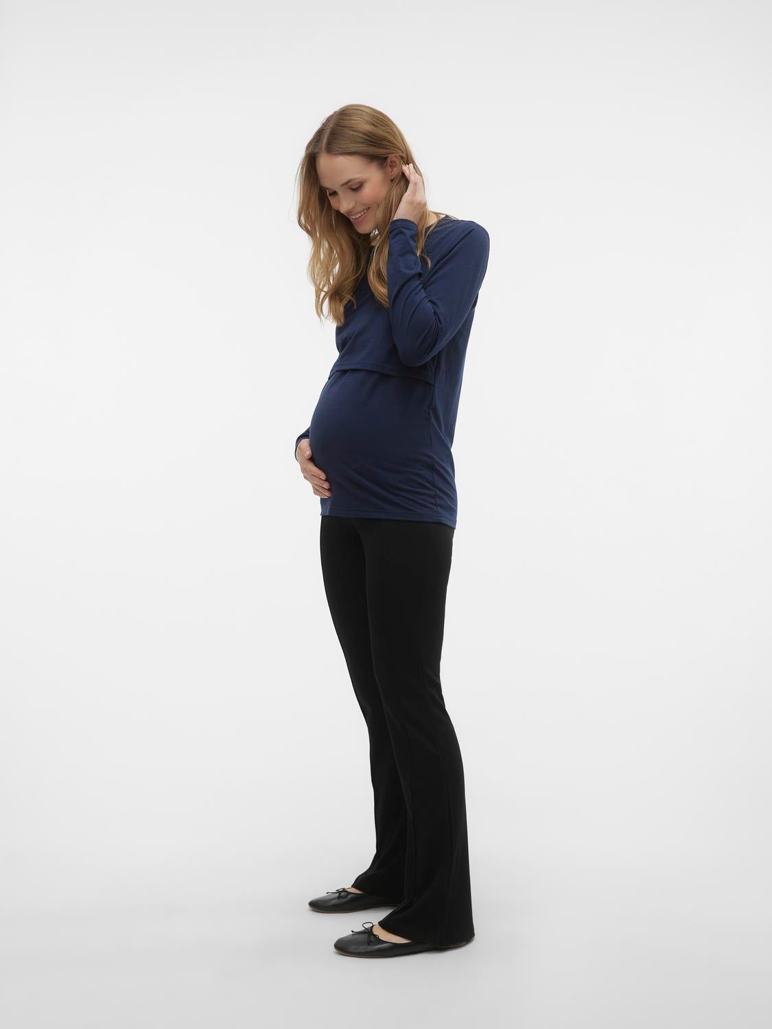 Maternity Trousers | Navy Maternity Trousers | boohoo