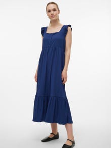 MAMA.LICIOUS Vestito midi Regular Fit Scollo Quadrato -Medieval Blue - 20020575