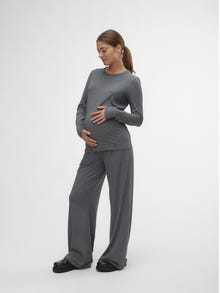 MAMA.LICIOUS Pantalons Regular Fit -Dark Grey Melange - 20020623