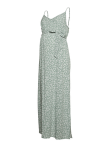 MAMA.LICIOUS Robe longue Regular Fit Col en V -Hedge Green - 20020709