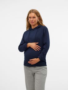 MAMA.LICIOUS Regular Fit Hettegenser Sweatshirt -Navy Blazer - 20020710