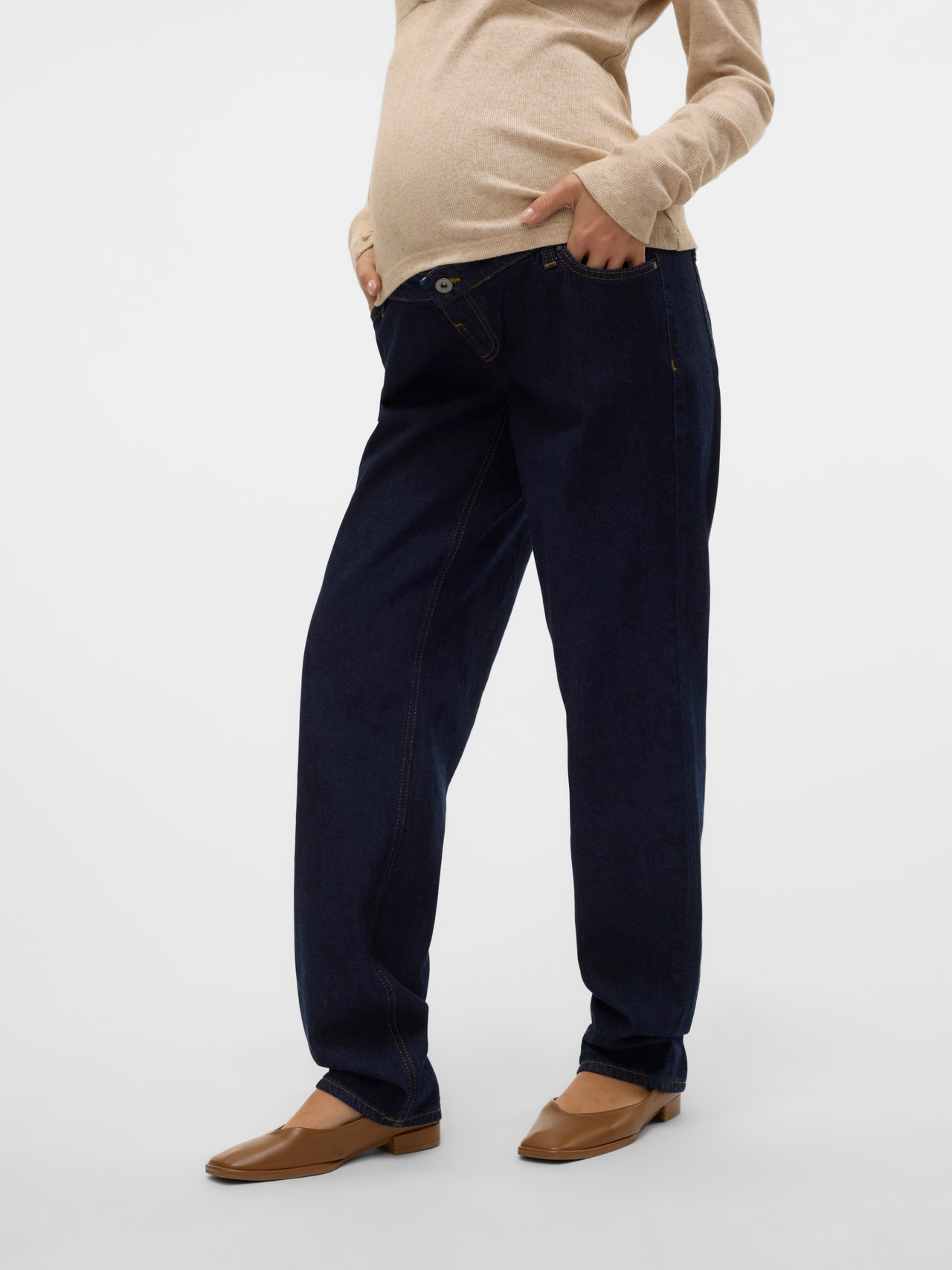 MAMA.LICIOUS Jeans Loose Fit -Dark Blue Denim - 20020755