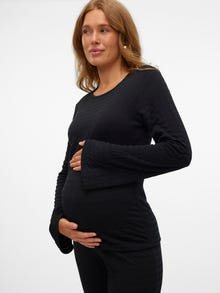 MAMA.LICIOUS Bodycon Fit Round Neck Top -Black - 20021018