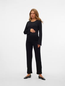 MAMA.LICIOUS Bodycon Fit Round Neck Top -Black - 20021018