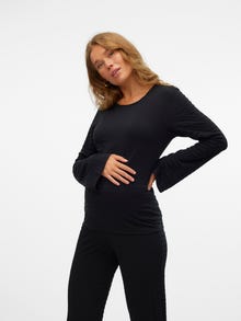MAMA.LICIOUS Bodycon Fit Round Neck Top -Black - 20021018