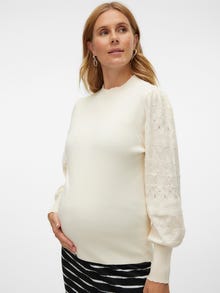 MAMA.LICIOUS Krój regularny Półgolf Rękawy balonowe Sweter -Birch - 20021115