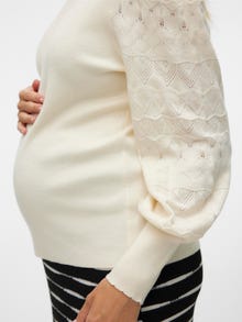 MAMA.LICIOUS Krój regularny Półgolf Rękawy balonowe Sweter -Birch - 20021115
