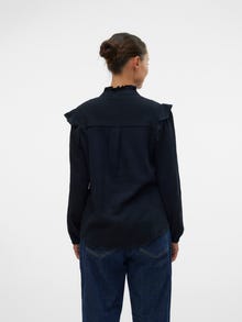 MAMA.LICIOUS Regular Fit Shirt collar Top -Black - 20021164