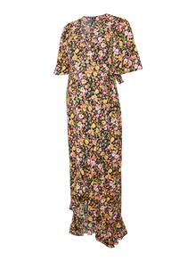 MAMA.LICIOUS Vestido largo Corte regular Cuello en V -Black - 20021168