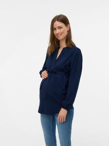 MAMA.LICIOUS Regulāra piemērotība Ķīnas apkakle Elastīgās aproces Balonu piedurknes Augša -Navy Blazer - 20021221
