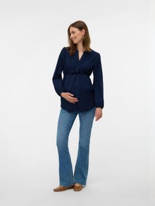 MAMA.LICIOUS Regulāra piemērotība Ķīnas apkakle Elastīgās aproces Balonu piedurknes Augša -Navy Blazer - 20021221