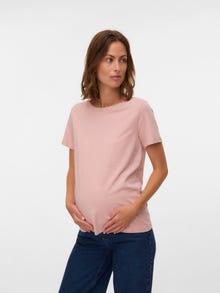 MAMA.LICIOUS Regular Fit O-hals T-skjorte -Pale Mauve - 20021488