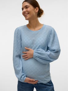 MAMA.LICIOUS Regular fit O-pääntie Topit -Cashmere Blue - 20021720