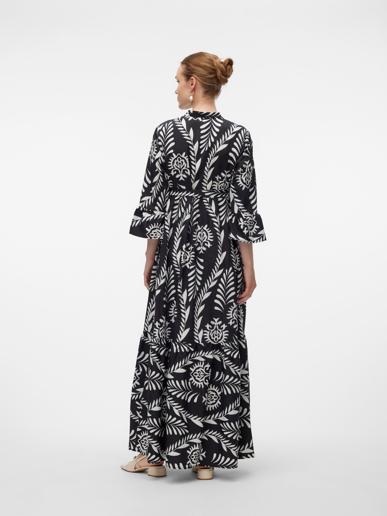 MAMA.LICIOUS Hagyományos V-nyak Hosszú ruha -Black - 20022054