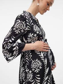 MAMA.LICIOUS Hagyományos V-nyak Hosszú ruha -Black - 20022054