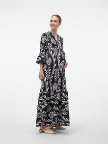 MAMA.LICIOUS Hagyományos V-nyak Hosszú ruha -Black - 20022054