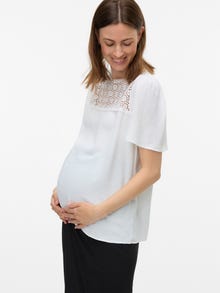 MAMA.LICIOUS Regular Fit Round Neck Top -Cloud Dancer - 20022317