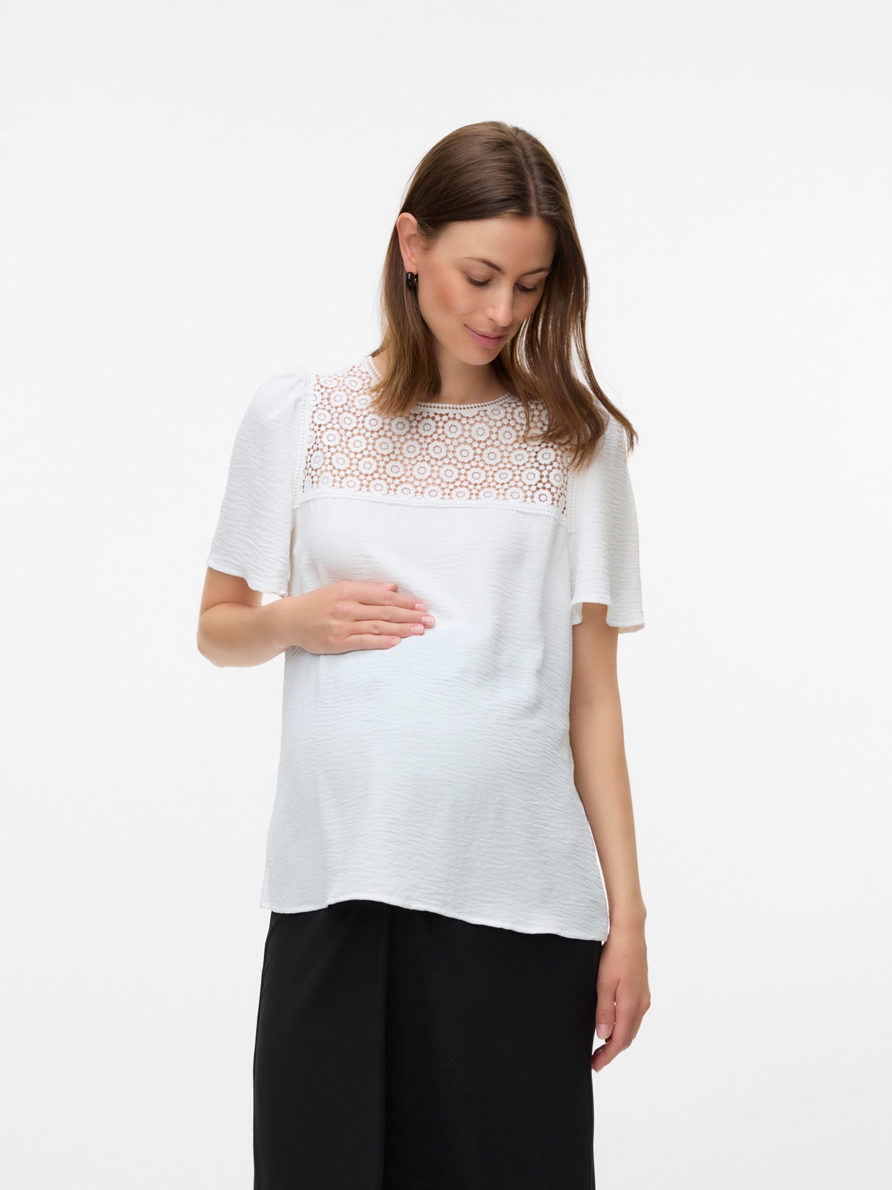 MAMA.LICIOUS Regular fit O-hals Top -Cloud Dancer - 20022317