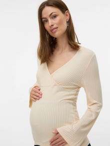 MAMA.LICIOUS Tops Regular Fit Col en V -Birch - 20022392