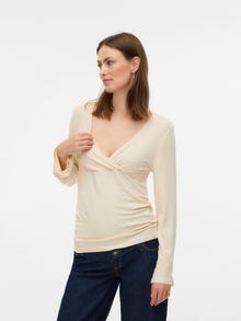MAMA.LICIOUS Tops Regular Fit Col en V -Birch - 20022392