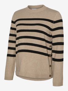 MAMA.LICIOUS Top Regular Fit Paricollo Polsini a coste -Natural Melange - 20022394
