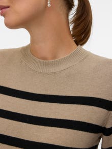 MAMA.LICIOUS Regular Fit Round Neck Ribbed cuffs Knit top -Natural Melange - 20022394