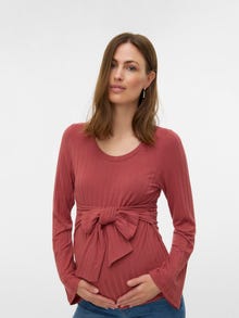 MAMA.LICIOUS Regular fit U-Hals Top -Marsala - 20022409