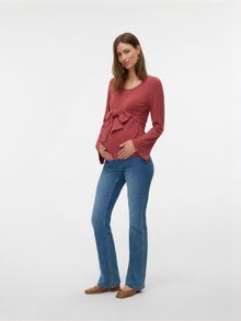 MAMA.LICIOUS Regular fit U-Hals Top -Marsala - 20022409