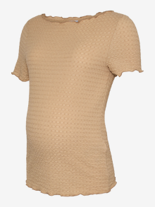 MAMA.LICIOUS Regular Fit Boat neck Top -Sesame - 20022513