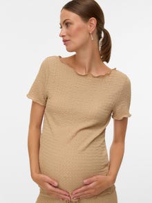 MAMA.LICIOUS Regular Fit Boat neck Top -Sesame - 20022513