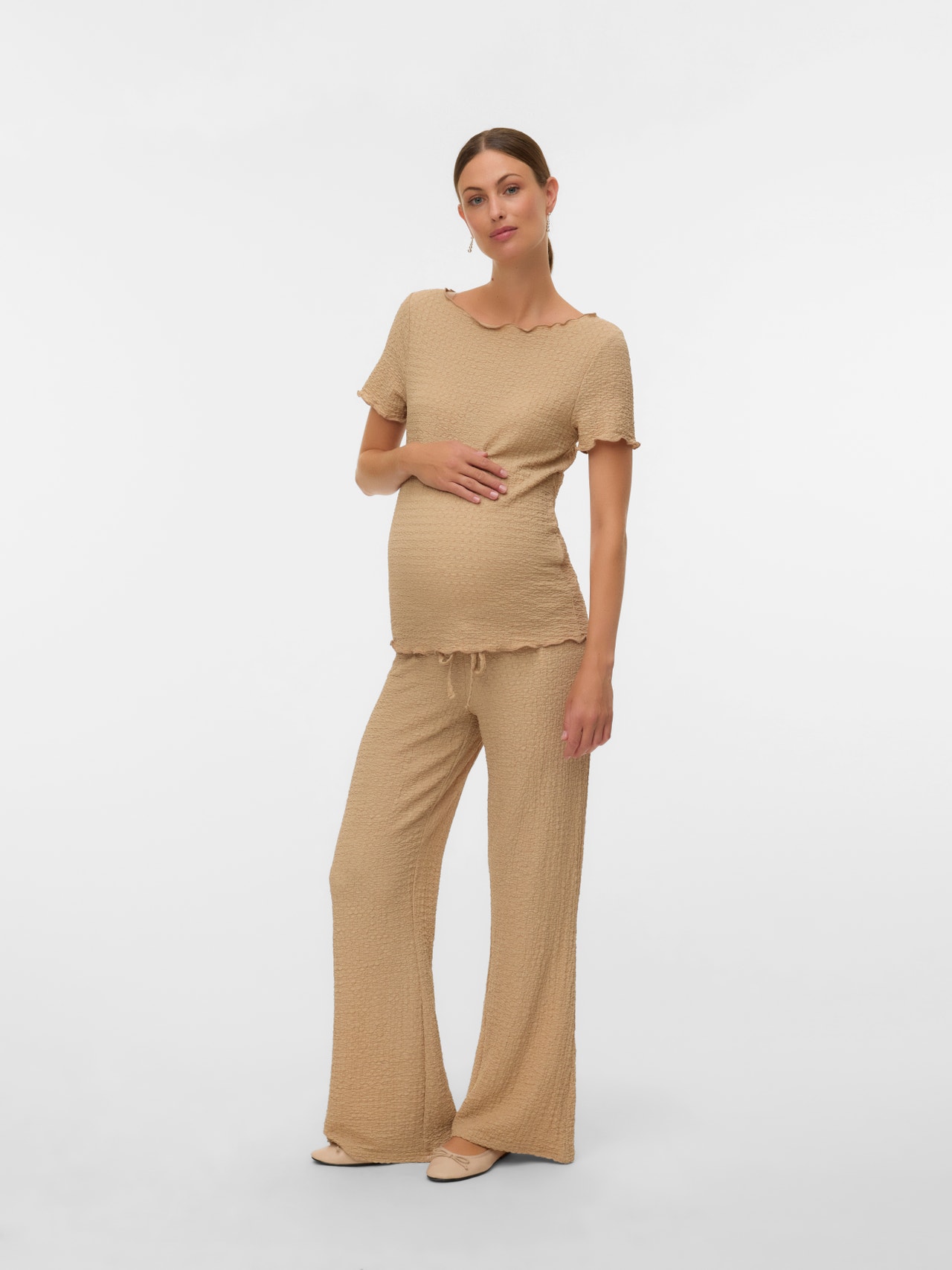 MAMA.LICIOUS Regular Fit Boat neck Top -Sesame - 20022513