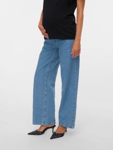 MAMA.LICIOUS Jeans Wide Leg Fit Taille basse -Medium Blue Denim - 20022533