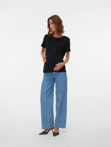 MAMA.LICIOUS Jeans Wide Leg Fit Taille basse -Medium Blue Denim - 20022533