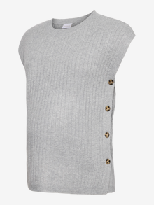 MAMA.LICIOUS Regular Fit Round Neck Knit Waistcoat -Medium Grey Melange - 20022572