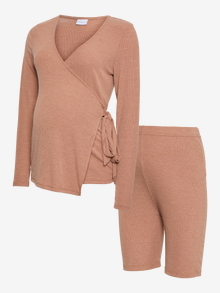 MAMA.LICIOUS Tops Regular Fit Col en V -Cedar Wood - 20022644